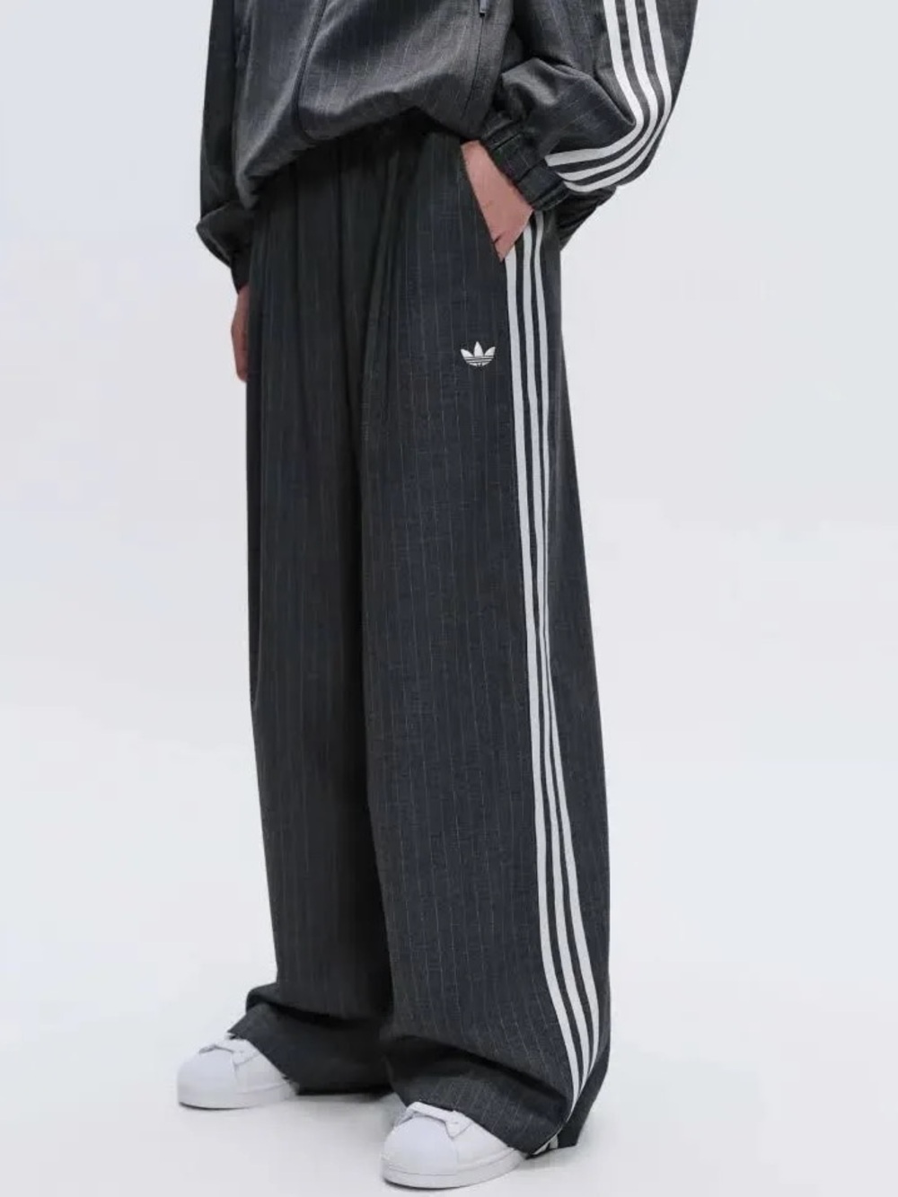 adidas x ASOS Collab Women’s grey Wide-Leg Track Pants - Picture 2 of 3